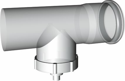 PWRTA8 Ellenőrző egyenes idom kondenzvíz leválasztóval Fehér 80mm